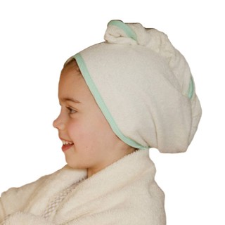 Cuddledry ผ้าเช็ดผมพรีเมี่ยมจากเส้นใยไผ่ สีขาวขอบเขียว (Cuddletwist Bamboo Hair Towel, white w/mint stripe edge)