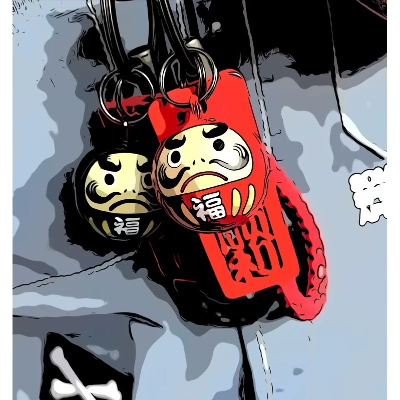 พวงกุญแจรถยนต์จี้การ์ตูนญี่ปุ่น Daruma Bells อุปกรณ์เสริม Diy
