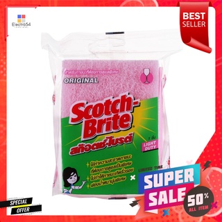 ฟองน้ำพร้อมใยขัด SCOTCH-BRITE LIGHT DUTY 3x4นิ้ว สีชมพูSCOURER SPONGE SCOTCH-BRITE LIGHT DUTY 3X4IN PINK