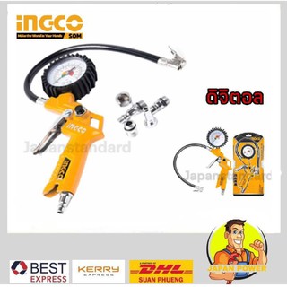 INGCO ปืนลมดิจิตอล ที่เติมลมยาง สายอ่อน พร้อมเกจวัด รุ่น ATG0601 ( Air Tire Inating Gun ) - เกจวัดลม ที่เติมลม ปืนลม