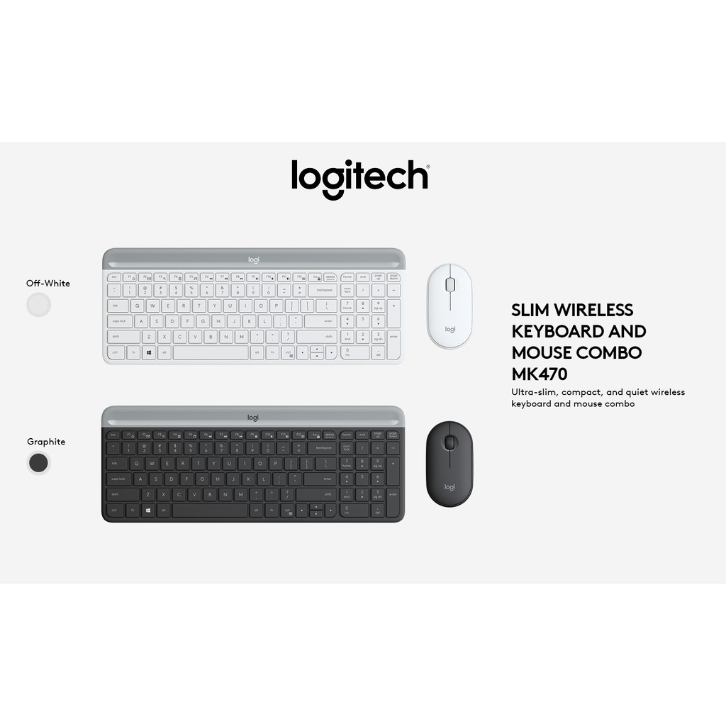 LOGITECH MK470 SLIM COMBO (คีย์ไทย-อังกฤษ)  - Graphite- Offwhite - Rose