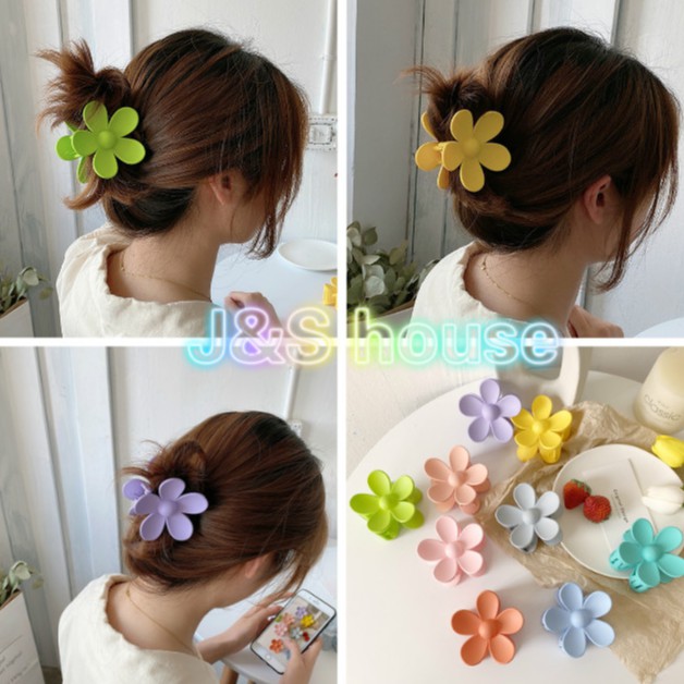 J327 ขนาดใหญ่เกาหลี matte สาวหวานดอกไม้รูปร่างผม claw คลิป clamp grip อุปกรณ์เสริมผู้หญิง