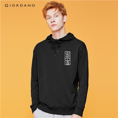 GIORDANO MEN Printed long-sleeve hoodie 91099646