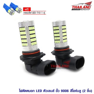 LED หลอดไฟตัดหมอก ขั้วหลอด 9006 แสงสีไอซ์บลู/ 1 คู่ พิเศษ แถมไฟหรี่ T10 สีไอซ์บลู 1 คู่