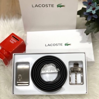 💕LACOSTE MENS REVERSIBLE LEATHER BELT ชุดเซทสุดคุ้ม กับหัวเข็มขัด 2แบบ2สไตล์