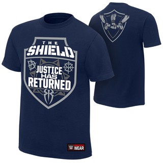 เสื้อยืด เสื้อมวยปล้ำ พร้อมส่ง เก็บเงินปลายทางได้ The Shield Justice Has Returned WWE T-Shirt