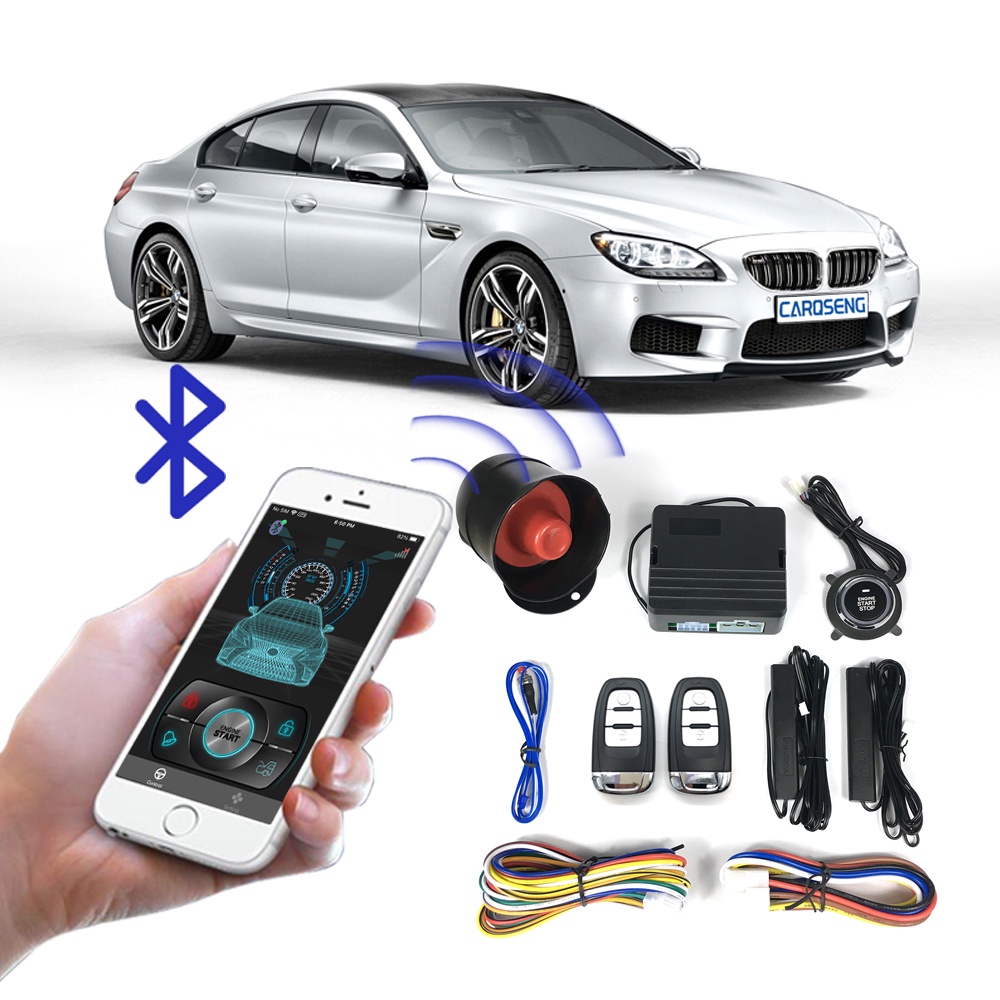 Carqseng Q7A APP ควบคุม 12V PKE รถปลุกเครื่องยนต์หยุดปุ่มสตาร์ทระบบรักษาความปลอดภัยป้องกันการโจรกรรมระบบอุปนัย Keyless Entery