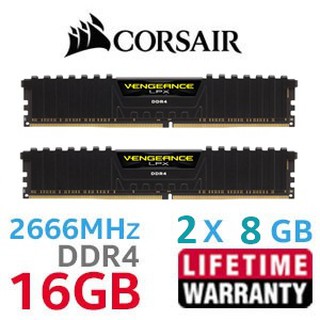 16GB (8GBx2) DDR4/2666 RAM PC (แรมพีซี) CORSAIR VENGEANCE LPX (CMK16GX4M2A2666C16) Warranty LT