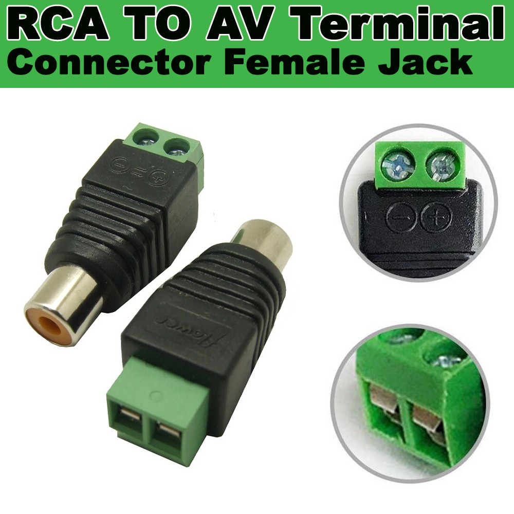 CCTV Phono RCA Female Jack TO AV Terminal Connector Video AV Speaker Wire cable to Audio Female RCA Connector Adapter