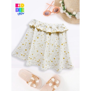 KiddeeCrew กระโปรงสั้นครีมเชอรี่เหลือง cream cherry yellow mini skirt เหมาะสำหรับอายุ 2-10 ปี