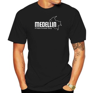 เสื้อยืดผ้าฝ้ายพรีเมี่ยม เสื้อยืดผ้าฝ้าย พิมพ์ลายตัวอักษร medellin pablo escobar 5050 สไตล์วินเทจ แฟชั่นฤดูร้อน สําหรับผ