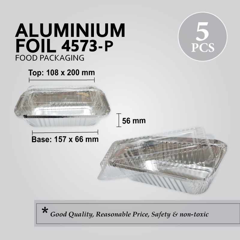 4573-P(RECTANGULAR) ALUMINIUM FOIL TRAY พร้อม LID 5 ชิ้น