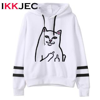 cat  เสื้อฮู้ด Autumn Winter เสื้อกันหนาว หมวก Hoodie Patchwork Printed letters casual Sweater