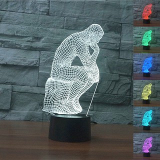 Le Poete โคมไฟตั้งโต๊ะ LED อะคริลิค ไล่โทนสี 3D 7 สี สําหรับตกแต่งบ้าน