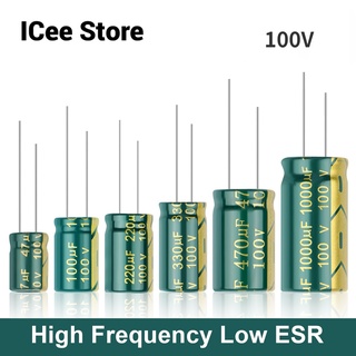 ตัวเก็บประจุอลูมิเนียมไฟฟ้า ความถี่สูง ต่ํา 100V ESR 100V 10UF 22UF 47UF 100UF 220UF 330UF 470UF 50 ชิ้น