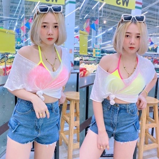 💖𝗕𝗮𝗯𝘆𝗯𝗼𝗼💖 พร้อมส่ง Set2ชิ้น เสื้อบิกินี่+เสื้อยืดตัวนอก ต้อนรับสงกรานต์นี้รีบจัดด่วน