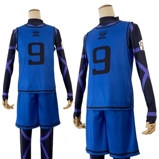 Holoun Blue Lock Cosplay เสื้อยืดคอสเพลย์ การ์ตูนอนิเมะ Isagi Yoichi Bachira Chigiri Nagi Itoshi Football Soccer สีฟ้า สําหรับฝึกเล่นฟุตบอล ของขวัญฮาโลวีน