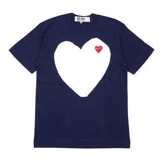 Comme Des Garcons Cdg Play เสื้อยืดผ้าฝ้ายแขนสั้นลายหัวใจน่ารักเสื้อยืดลาย