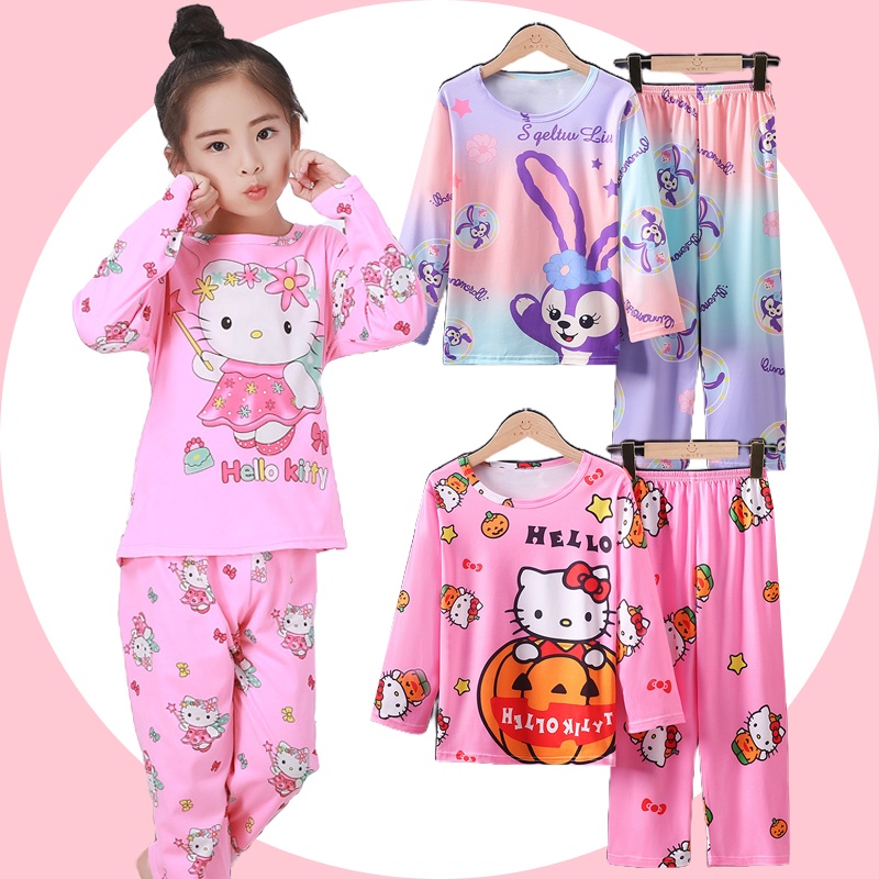 ซื้อ ชุดนอนแขนยาว พิมพ์ลายการ์ตูน baju tidur budak perempuan น่ารัก สําหรับเด็กผู้ชาย และเด็กผู้หญิง