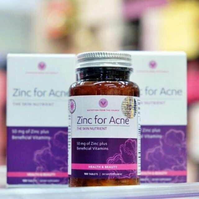 อาหารเสริมลดสิว Vitamin World Zinc for Acne (100 Tablets) 50 mg. No box