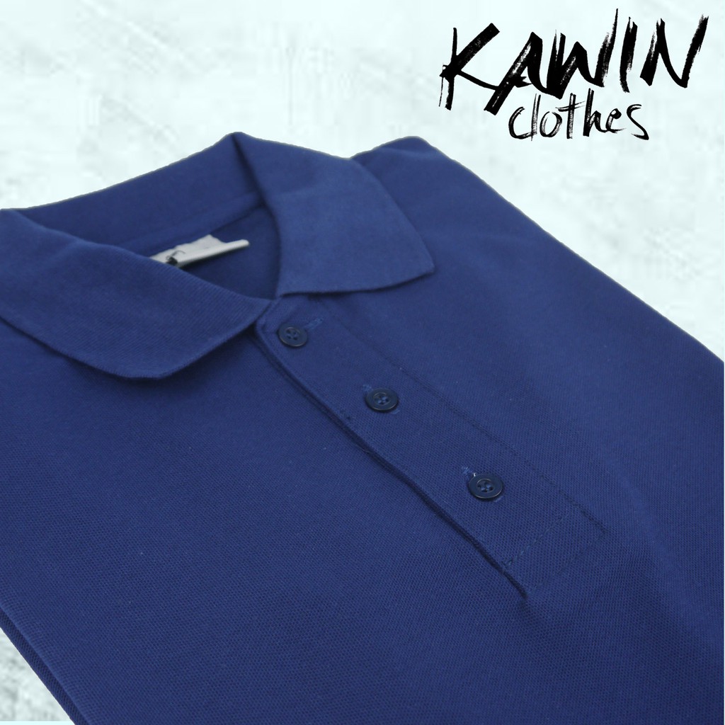 KAWIN เสื้อโปโล ผู้ชาย/ผู้หญิง Navy สีกรมท่า ผ้าเนื้อนุ่มใส่สบายมาก