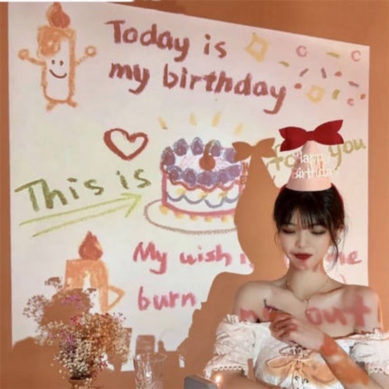 โปรเจคเตอร์ Happy Birthday น่ารัก เป็น Background ถ่ายรูปได้ พร้อมส่ง