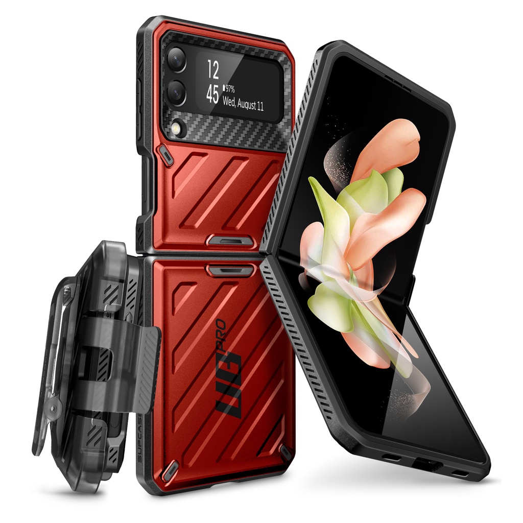 Supcase เคสโทรศัพท์มือถือ ป้องกัน แบบเต็มตัว สองชั้น ลายยูนิคอร์น ด้วง Pro Series พร้อมซองหนัง สําหรับ Samsung Galaxy Z Flip 4 5G (2022)