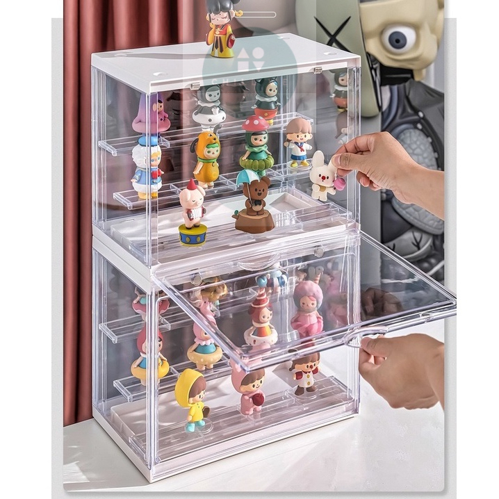 กล่องฟิกเกอร์ ตู้โมเดล ตู้โชว์ตุ๊กตา ญี่ปุ่น 3 ชั้น Mini figure Toy Model Display Shelf Popmart Crybaby