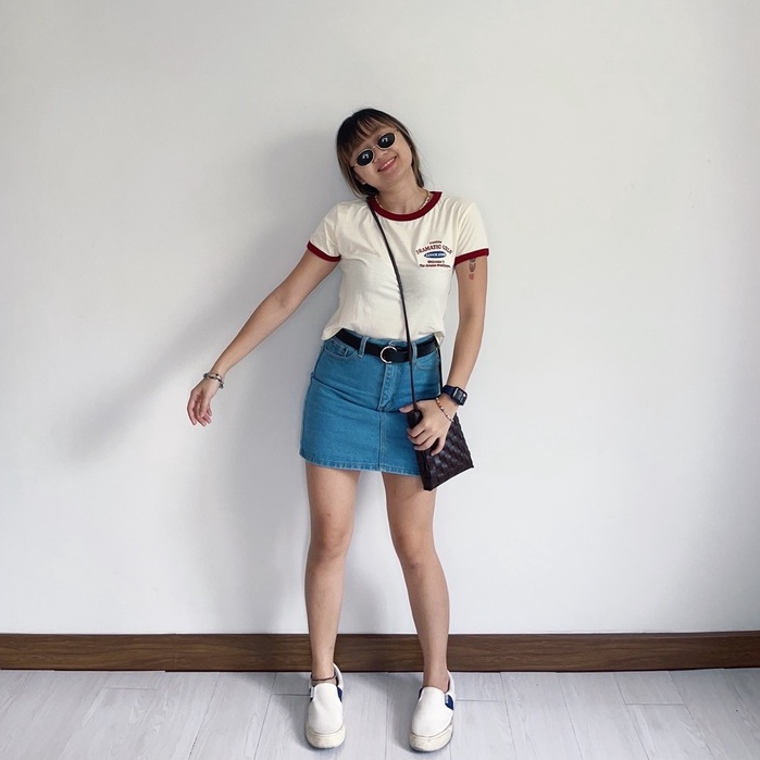 upeachme(D31-39) SMOKE JEAN SKIRT (S-6XL) กระโปรงยีนส์เอวสูงทรงเอสั้น กระโปรงยีนส์เอวต่ำ ยีนส์สั้น - รูปที่ 4