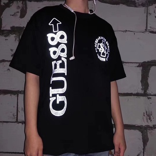 เสื้อยืดโอเวอร์ไซส์Gue88 88RISING เสื้อยืดแขนสั้น ทรงหลวม ลายแคปซูลสะท้อนแสง สไตล์ฮิปฮอปS-3XL