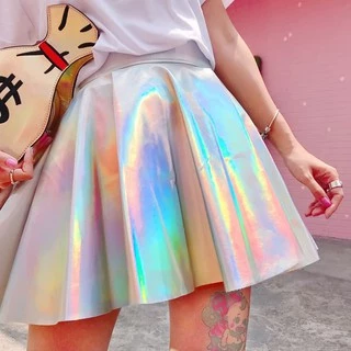 -- สินค้าพร้อมส่ง -- กระโปรงหนังแก้ว โฮโลแกรม วิบๆวับๆ