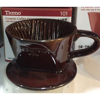 Dripper Tiamo ถ้วยดริปกาแฟเซรามิค สีน้ำตาล ขนาด 1-2 ที่