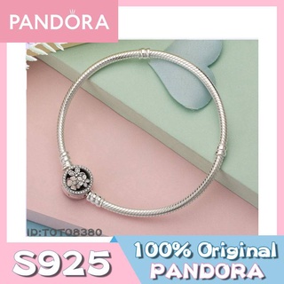 Pandora จี้สร้อยคอเงิน 925 รูปงู ดอกไม้ แมกโนเลีย DIY p526