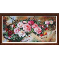 Diy 5D รอบเต ็ มลูกปัด Rich Peony Cross เพชรภาพวาดลูกปัดภาพวาด