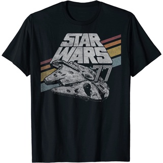 เสื้อยืด พิมพ์ลาย Star Wars Millennium Falcon 77 สไตล์เรโทร สําหรับผู้ใหญ่Size S-5XL