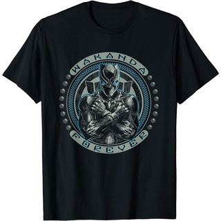 เสื้อยืดอินเทรนด์ผู้ชายอินเทรนด์ผู้หญิงเสื้อยืด พิมพ์ลาย Marvel Black Panther TChalla Wakanda Forever สําหรับผู้ชายS-3X