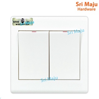 Maju S8212 Big 2 Gang 1 Way ปุ่มสวิตช์ไฟฟ้า (SIRIM) ซ็อกเก็ต Elec