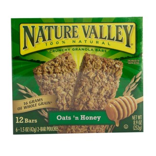 Nature Valley Oats n Honey Granola Bars 252g เนเจอร์วัลเล่ย์ข้าวโอ๊ตฮันนี่กราโนล่าบาร์ 252 กรัม