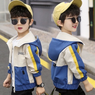 HiGoBaby 【 พร้อมส่ง】เด็กเสื้อแจ็คเก็ตเด็กชายฤดูใบไม้ผลิฤดูใบไม้ร่วงเสื้อแจ็คเก็ตกันลมเด็กทนกว่ากันลมกันน้ำแฟชั่นเสื้อกีฬาเย็บปะติดปะต่อกัน