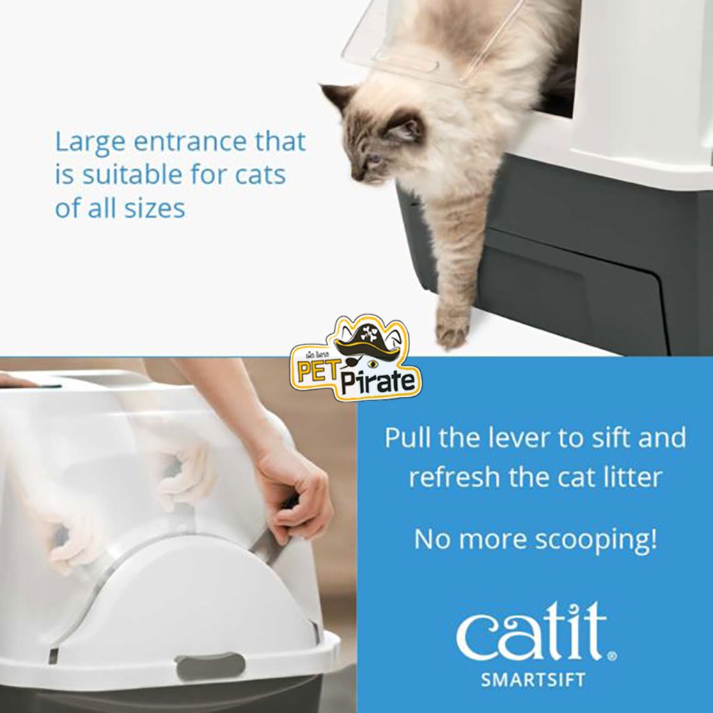 ครบชุด ห้องน้ำแมว Catit SmartSift + ถุงด้านบน 1 กล่อง [12 ใบ] + ถุงด้านล่าง 1 กล่อง [12 ใบ] แคทอิทห้องน้ำแมวคันโยก