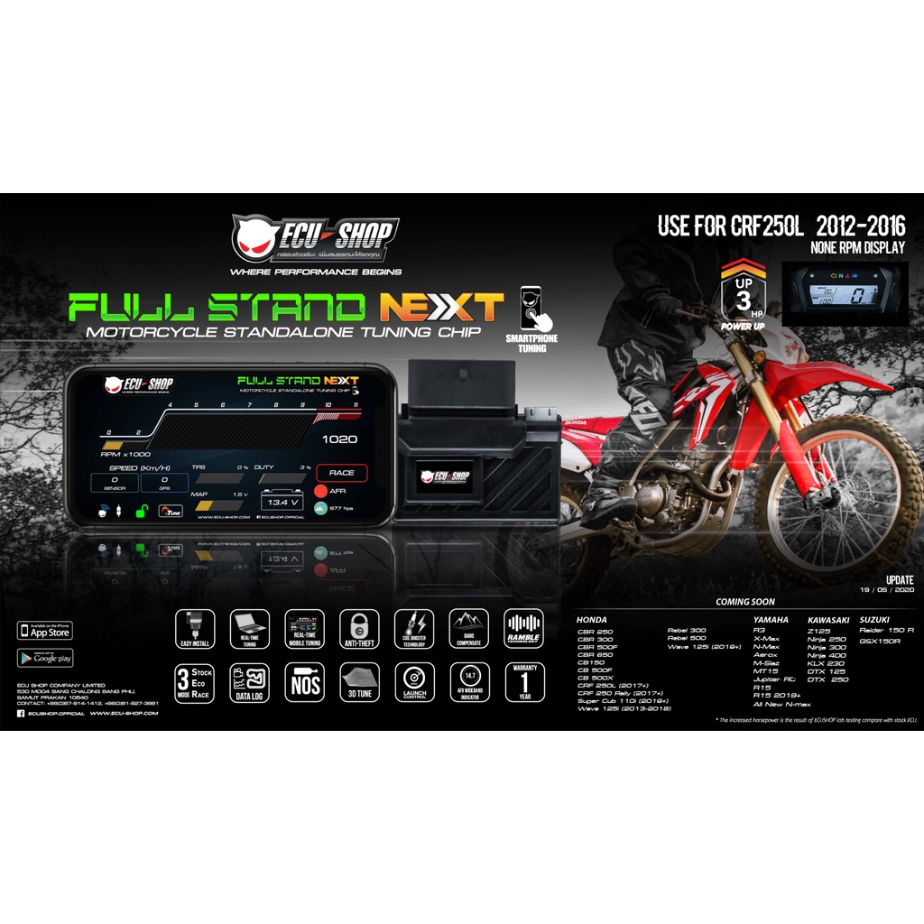 FullstandNext สำหรับ YAMAHA Exciter155 VVA 2019-2022 กล่องแต่ง กล่องเพิ่มแรงม้า ECU=SHOP ปลั๊กตรงรุ่น