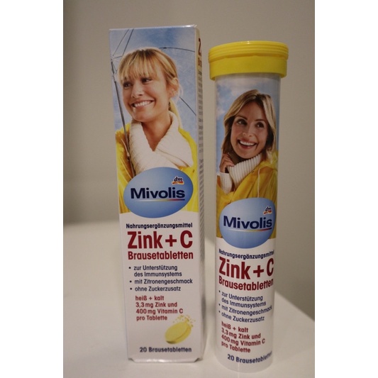 วิตามินเม็ดฟู่ฝาสีเหลือง Zink + C |  Mivolis ของแท้จากเยอรมัน