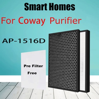 Ap1516d อะไหล่ไส้กรอง HEPA และไส้กรองดับกลิ่น แบบเปลี่ยน สําหรับเครื่องฟอกอากาศ Coway AP-1516D