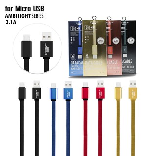 3.1A สายชาร์จ Android / Micro USB เร็ว ด่วน แรง/ Sync&amp;Charge Faster / รับประกัน1ปี / Energyแท้100% /สายแบน