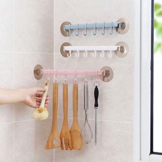 Rotatable Self-Adhesive Wall Mounted 6 Hooks Bathroom Towel Organizer Holder / Strong Paste Hanging Nail-free Kitchen Storage Rack