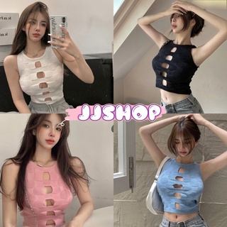 JJ shop💜 พร้อมส่ง เสื้อกล้ามไหมพรมคอกลม ดีเทลเว้าด้านหน้าแซ่บมากเกินต้านสุดๆ "6790"