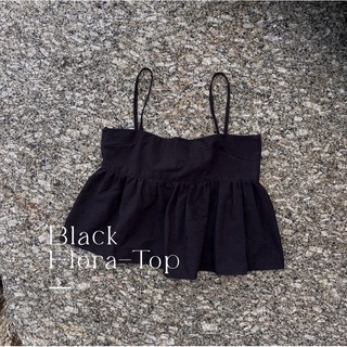 Black Flora Top สายเดี่ยวระบายผูกหลังสีดำ (fr02)