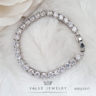 สร้อยข้อมือแฟชั่น BR021 คริสตัล เพชรทรงกลม ขนาด5มิล ใส่ได้หล…