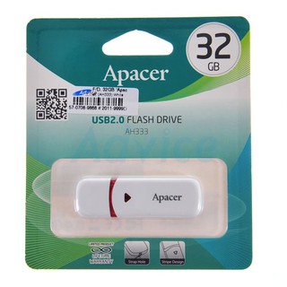 ของแท้ 32GB "Apacer" (AH333) White  สินค้ารับประกันตลอดอายุกันใช้งาน .