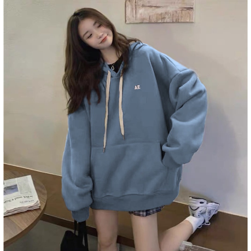 Ae BORDIER เสื้อกันหนาวมีฮู้ดผู้หญิง / เสื้อกันหนาวมีฮู้ด OVERSIZE